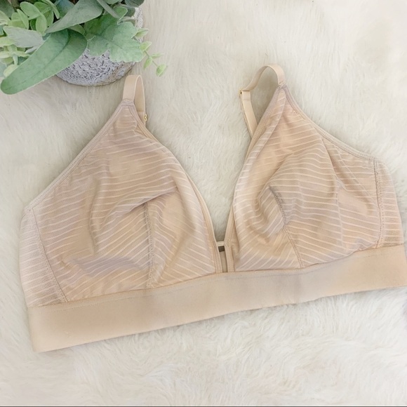 [Lively] Nude Elastic Band Non Padded Bralette Support Coverage Comfort Bra - Picture 1 of 10